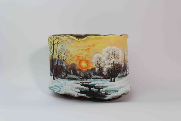Hand-painted Pot - Sunset in Snow